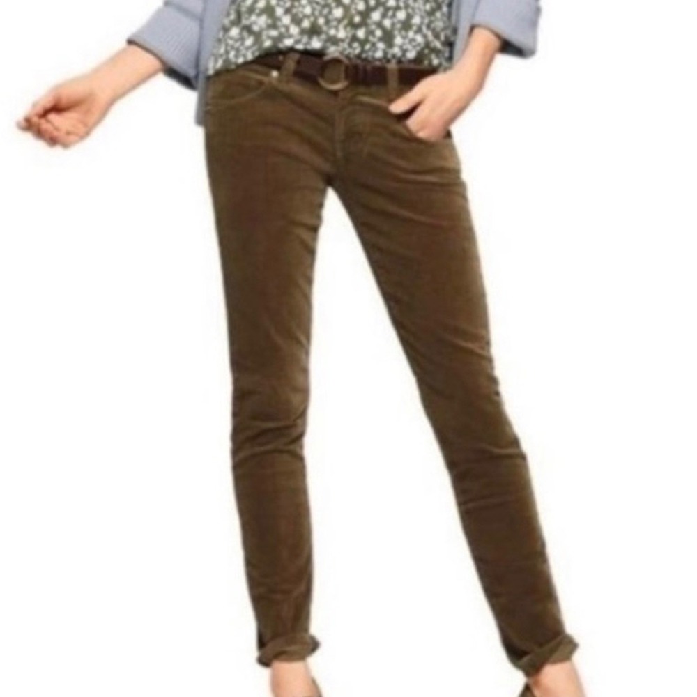 Cabi Skinny Corduroy Pants Olive Green Stretch Cord 3567 Womens 6